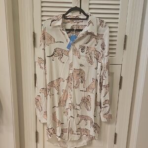 Cupshe Animal Print Shirt with Black and Cream